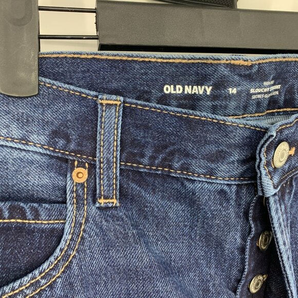 Old Navy Jeans High Rise Slouchy Straight Button Fly Fray Destructed - Picture 4 of 9